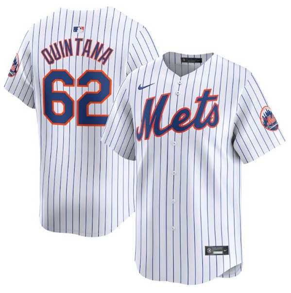 Men's New York Mets #62 Jose Quintana White 2024 Home Limited Stitched Baseball Jersey Dzhi